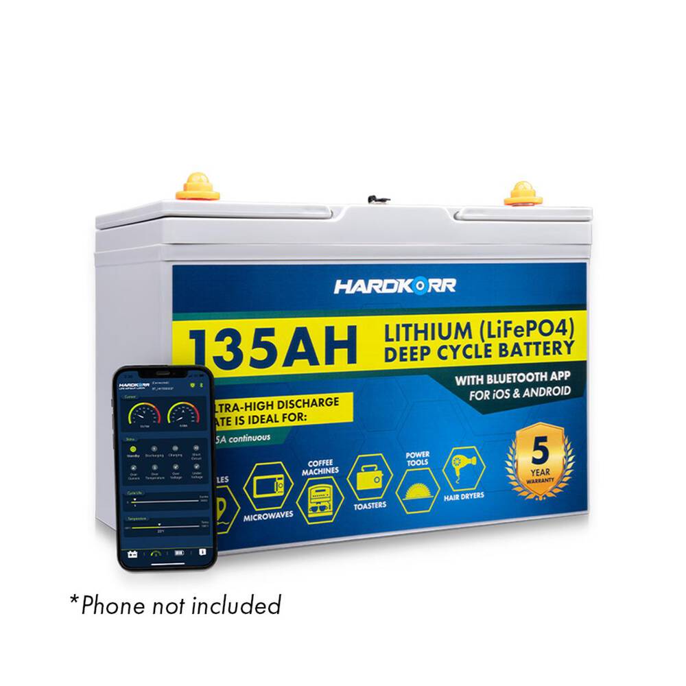 Hardkorr 135Ah Lithium LifePO4 Deep Cycle Battery with Bluetooth - HKPBATL135B