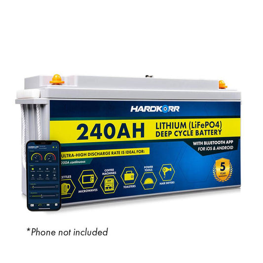 HardKorr 240Ah Lithium LifePO4 Deep Cycle Battery with Bluetooth - HKPBATL240B